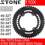 Stone 110bcd Double Chainring for Shimano 4700 5800 6800 9000 105 R7000 R8000 R9100 for Rotor 4 Bolt