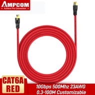 AMPCOM สายแพทช์อีเทอร์เน็ต Cat7/Cat6A S/ftp 23AWG เสื้อถักเต็มตัวสกรีน10Gbps สำหรับคอมพิวเตอร์เครื่องเราเตอร์แลปท็อปปรับแต่งความยาวได้0.3M-100M