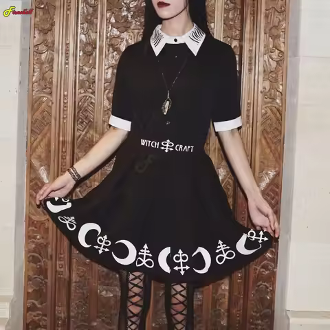 Halloween Gothic Cosplay Costumes Pleated Skirts Punk Dark Academia Aesthetic A-Line Mini Skirt for 