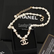 全新🌸 Chanel 珍珠鑲鑽雙C星星頸鏈 白色珍珠