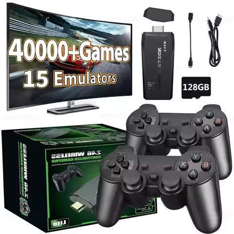 M8 4K Streaming Game Stick with 40,000+ Classic Games & Twin Wireless Controllers - HDMI Plug & Play
