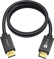 IVANKY 8K DisplayPort Cable 1.4 3ft, Short DP Cable 3.3ft, [8K@60Hz, 4K@144Hz, 1080P@240Hz], Support HBR3, 32.4Gbps, HDCP 2.2, HDR, Compatible for Gaming Monitor, TV, PC, Laptop, 3090 Graphics .etc