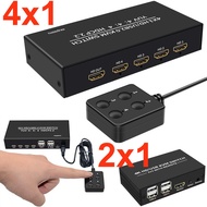 4K 60Hz 4x1 HDMI KVM Switch 4 IN 1 OUT Switcher YUV 4:4:4 HDCP2.2 4 USB 2.0 VS 2x1 with Remote for P