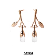 Aztique ต่างหูเงินแท้ ต่างหู หยดน้ำค้าง Morning Dew พลอยควอตซ์ใส Clear Quartz  Earrings Jewelry Gift