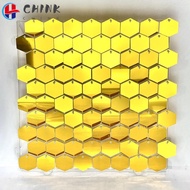 CHINK Sequin Panel Wall Decor, Silver Gold PET Sequin Backdrop,  Glitter Hexagon Backdrop Decoration