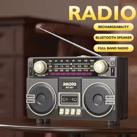 Retro Portable Multifunctional Radio USB Charging TF Card Player with AUX AM/FM/SW Bands for Family 