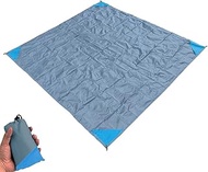 Orga'Neat Outdoor Pocket Blanket, 55”*60” Foldable Compact Lightweight Fast Dry Thin Tarp Mat for Picnic Camping Hiking Backpacking, Water-Resistant, Easily Put in Small Bag -Grey/Blue