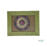 ZENTANGLE ART BLACK ZENDALA PAPER TILE WITH GREEN FRAME