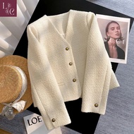 Luxurious turtleneck Lena tweed evening gown, elegant Korean style white evening gown - AK72