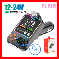 FLFJR Bluetooth 5.0 เครื่องส่งสัญญาณ FM ในรถยนต์ Dual USB Car Charger PD Type-C Fast Charging Wireless Handsfree Call Audio Receiver เครื่องเล่น MP3 BSHTE