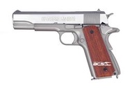 【BS靶心生存遊戲】送鋼瓶BB彈防塵袋 M1911經典戰術 仿真平底彈匣全金屬CO2手槍 銀色-KWCKCB76WS