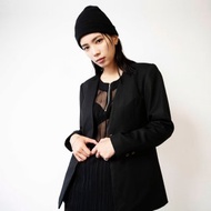 無領羊毛西裝外套