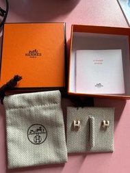 Hermes Mini Pop H Earrings - Rose gold x White 白色玫瑰金