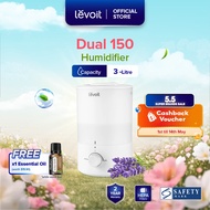 Levoit Humidifier Dual 150 Ultrasonic Cool Mist | Aroma Diffuser | Night Light | 2 Years Warranty
