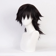 Mystylecos Anime Tomioka Giyuu Cosplay Wig Kimetsu no Yaiba Black Halloween Wig
