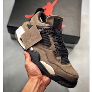 Travis Scott X Air Jordan 4 Men's Brown Leather Basketball Shoes or Women's Sneakers