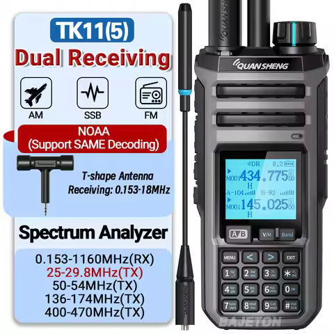 Quansheng TK11(5) 10W Dual Receiving HF VHF UHF USB AM FM LSB CW 27MHz CB LW MW SW SSB Multi Band Sp