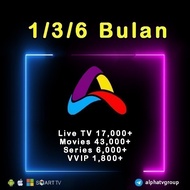 AlphaTV 1 Bulan/3 Bulan/6 Bulan for Android/iOS/SmartTV/IPTV/Movies/Syber/ODTV/ZozoTV/TeleTV/WatchTV/SyokTV/SyberTV