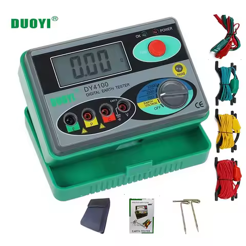 DY4100 Digital Resistance Meter Meg-ohmmeter 0-2000 Ohm Electrician Earth Ground Resistance Tester V
