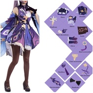 🎉Cosplay🎉 Anime Genshin Impact Cosplay Costume Keqing Kimono Dress With Socks Glove Headwear 14pcs