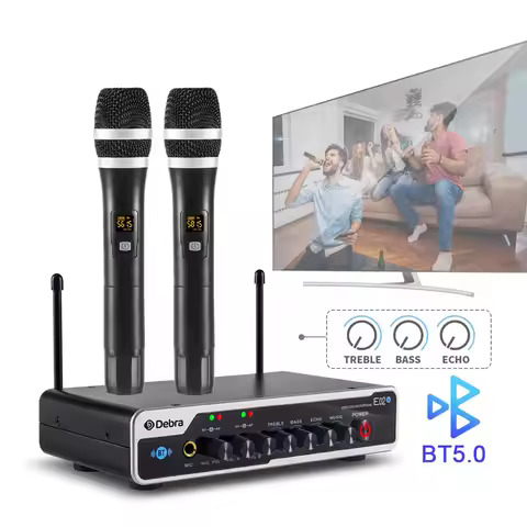 Audio E02U Karaoke UHF Dual Channel Wireless Microphone for Karaoke Metal Ce Handheld Microphone Sin