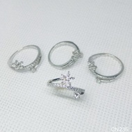 925 Silver Adult Flower Ring with White Gold Plating - CN235 for Children, Teenagers, and Adults