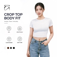 Aerostreet Perfect Fit Women's Basic Top Fitted Tshirt Hanni White Crop Top Shirt Sleeve Cotton Clou