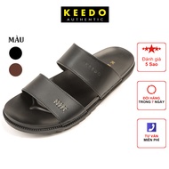 Dép da nam quai ngang cao cấp KEEDO BH00505 da bò thật