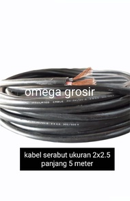 5 METER KABEL SERABUT HITAM 2X2.5 / KABEL SERABUT HITAM 2X2.5 / KABEL SERABUT HITAM