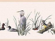 Dundee Deco DDAZBD9220 Peel and Stick Wallpaper Border - Nature White Green Birds Wall Border Retro 