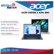 ACER Aspire 3 A314-36M-34XH/37KC Laptop (14" FHD/I3-N305/8GB DDR5/512GB SSD/Intel UHD/Bagpack/Win11)