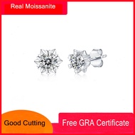 Silver 925 Original Moissanite  with GRA Certificate Stud Earrings for Women 0.5 Carat  1 Carat Each