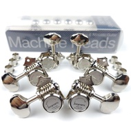 WK-NEW Vintage 1:16 Open Gear Locking Tuning Pegs Gear Butterbean Guitar Machine Heads Tuners Nickel