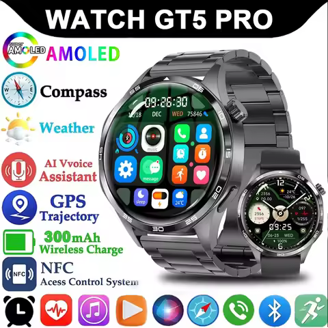 Smart Watch 5 Pro GPS NFC Smartwatch Men 360*360 AMOLED Screen Heart Rate Monitor Bluetooth Call IP6