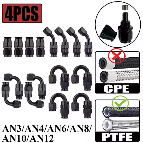 4X 3AN 4AN 6AN 8AN 10AN 12AN Straight 0 45 90 180 Degree Swivel Hose End Fittings Adapter For PTFE E