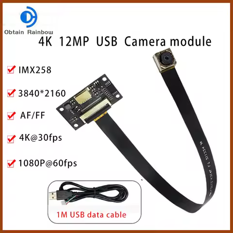 5MP OV5693/12MP IMX258 CMOS 2K/4K 3840 x 2160 30fps AF/FF USB Camera Module Face Recognition 75 Degr