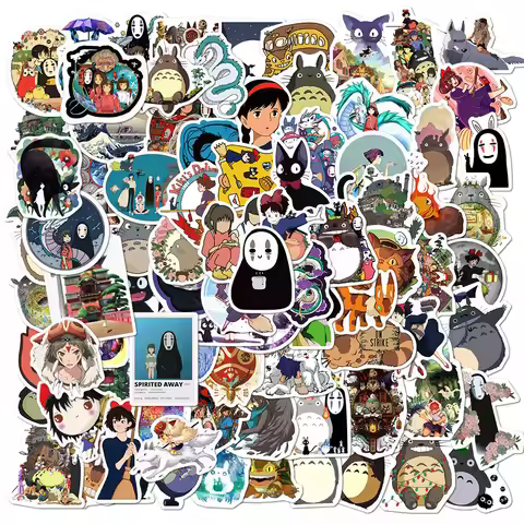 100Pcs Ghibli Hayao Miyazaki Stickers Cartoon Graffiti Decals Helmet Skateboard Laptop Motorcycle St