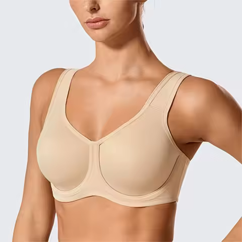 Womens High Impact Sports Bra Double Layer Max Control Non Padded Underwire Active Bra 34 36 38 40 4