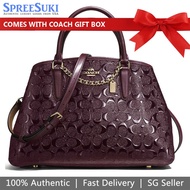 Coach Handbag In Gift Box Crossbody Bag Small Margot Carryall In Signatur Oxblood Dark Purple Red Magenta # F55451