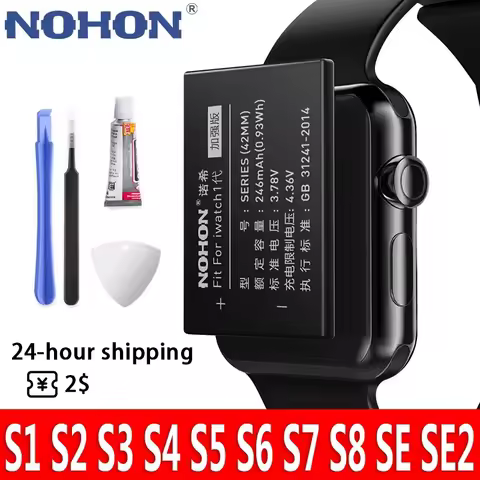 NOHON Battery For Apple Watch Series 1 2 3 4 5 SE 6 7 8 SE2 Replacement Batteries For iWatch S1 S2 S