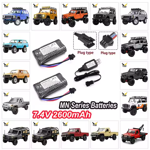 MN Series Remote Control Vehicle Battery - 7.4 Volts, 2600 Milliampere-hours. Charger LC79. Climbing