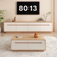 Light Luxury Minimalist Modern Melaleuca Wood Nordic Double-Layer Floor-Standing TV Cabinet E0 Grade