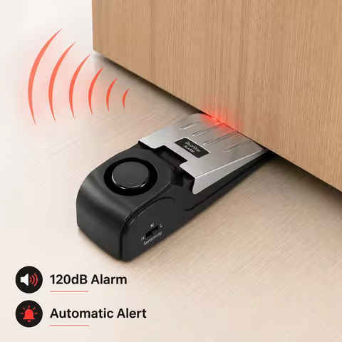 120dB Electronic Door Stop Alarm Portable Door Wedge Security Alarm Adjustable Sensitivity Home Hote
