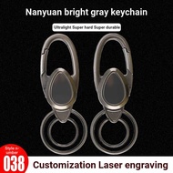 EA0X Oval Bright Gray Keychain Car Boutique Key Hanging Buckle Double-Sided Laser Advertising Letter