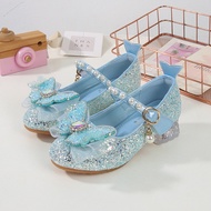 Girls Kids Shoes Elsa Princess Shoes Baby Girl kasut budak perempuan Crystal Leather High Heels