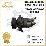 Nissan Grand Livina / Nissan Latio 1.6/1.8 Aircond Compressor Used Japan