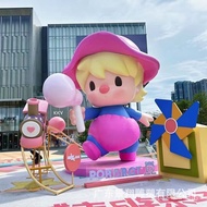 Glass Steel Mascot Shopping Mall Landscape Large Net Character Image Beautiful Red Dot Sculpture Car