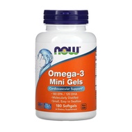 ✅ Ready Stock✅ Now Foods, Omega 3 Mini Gels, 180 Softgels, Small gel, Easy to Swallow, Best by : 07/26