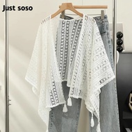 【3 Days Delivery】Womens Hollow Cardigan Joker Knit Shawl Cardigan Cloak Coat Woman