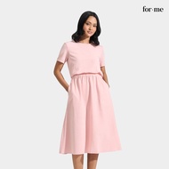 ForMe Textured Fit And Flare Dress with Garterized Waist For Women Fit and Flare Dress for Women Mid